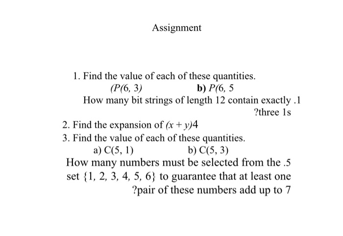 Solved Assignment 1 Find The Value Of Each Of These Chegg