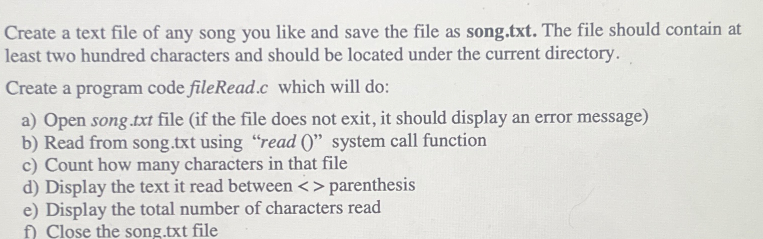 Solved Please USE C++Create a text file of any song you like | Chegg.com