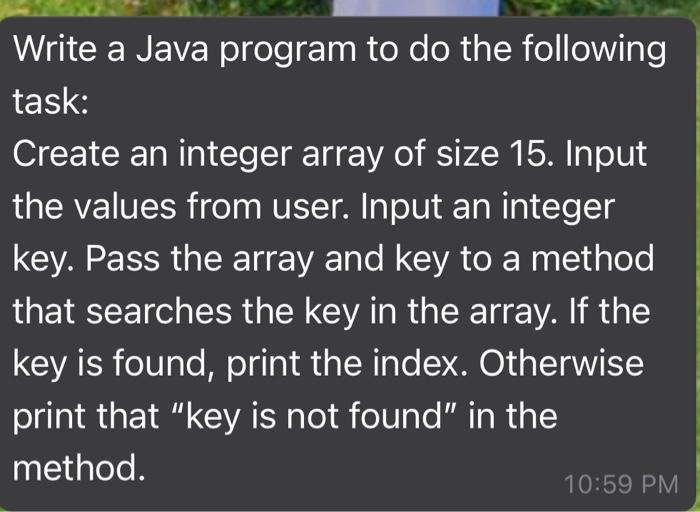 Solved Write a Java program to do the following task: Create | Chegg.com
