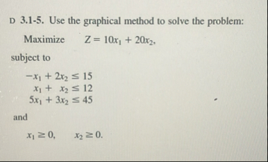 Solved D 3.1-5. ﻿Use the graphical method to solve the | Chegg.com