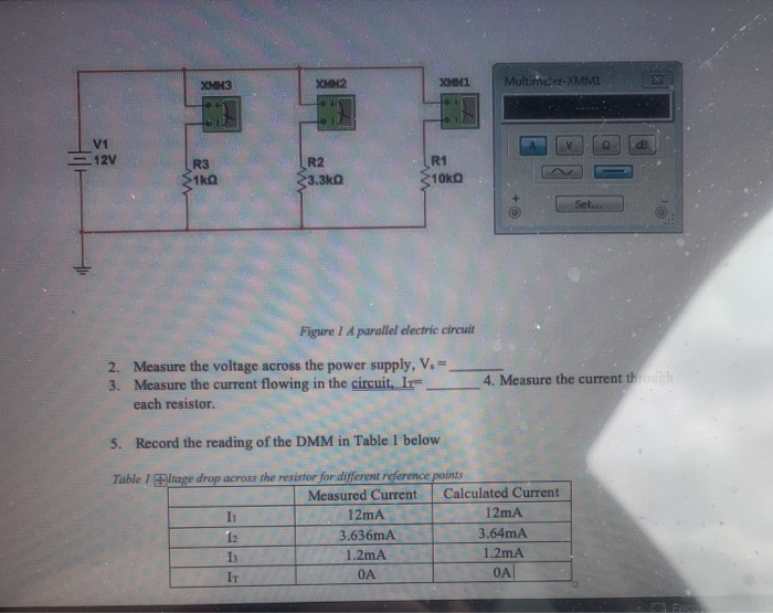 Solved MultimeterXMMI XMM1 XMM2 XMM3 V1 dB 12V R1 10KO R2