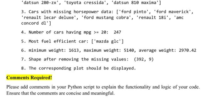 Solved A CSV file (car_data.csv) has been provided which | Chegg.com