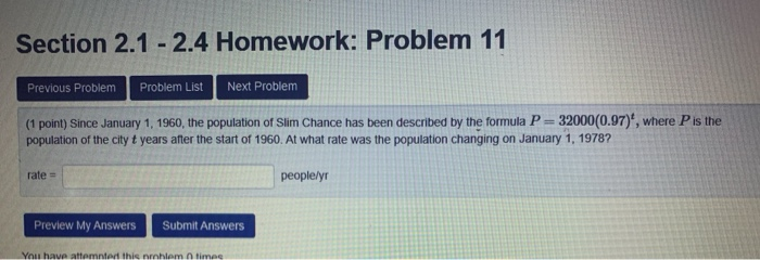 Solved Section 2.1 - 2.4 Homework: Problem 11 Previous | Chegg.com