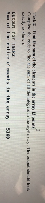 Solved Task 2 - Find the sum of the elements in the array [3 | Chegg.com