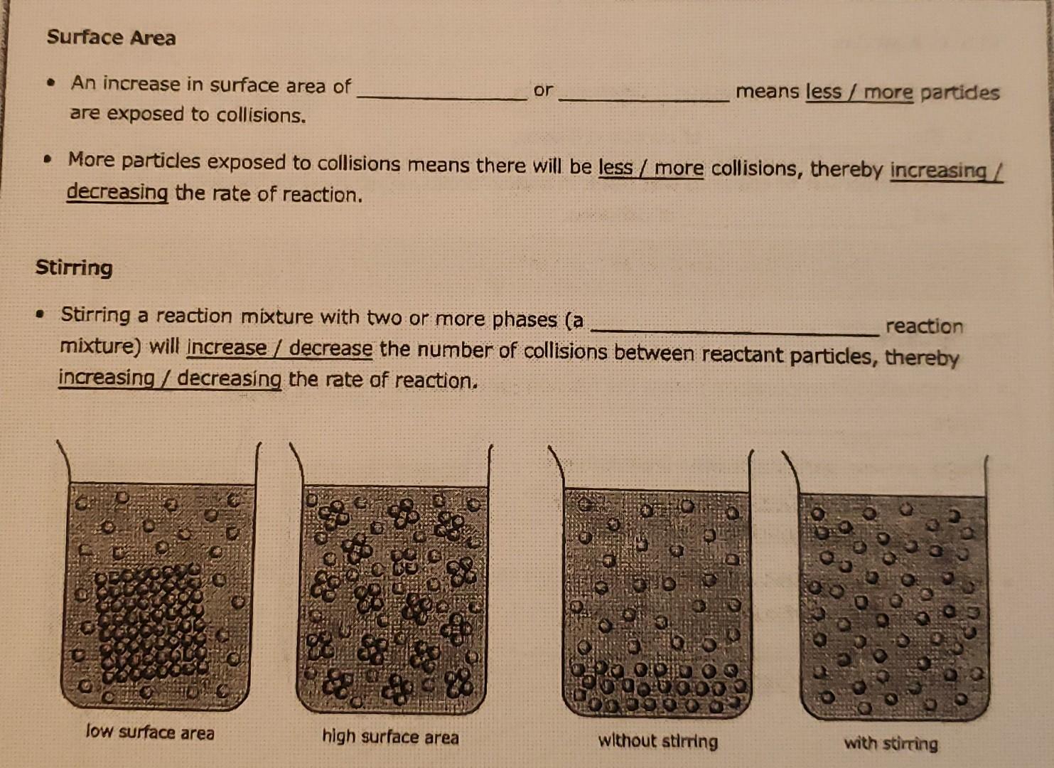 Solved Surface Area An increase in surface area of or