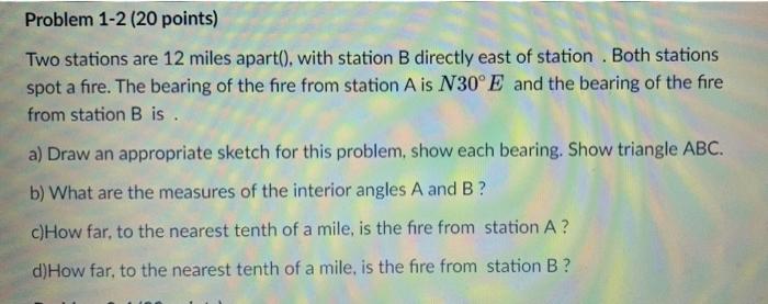 Solved Problem 1-2 (20 Points) Two Stations Are 12 Miles | Chegg.com