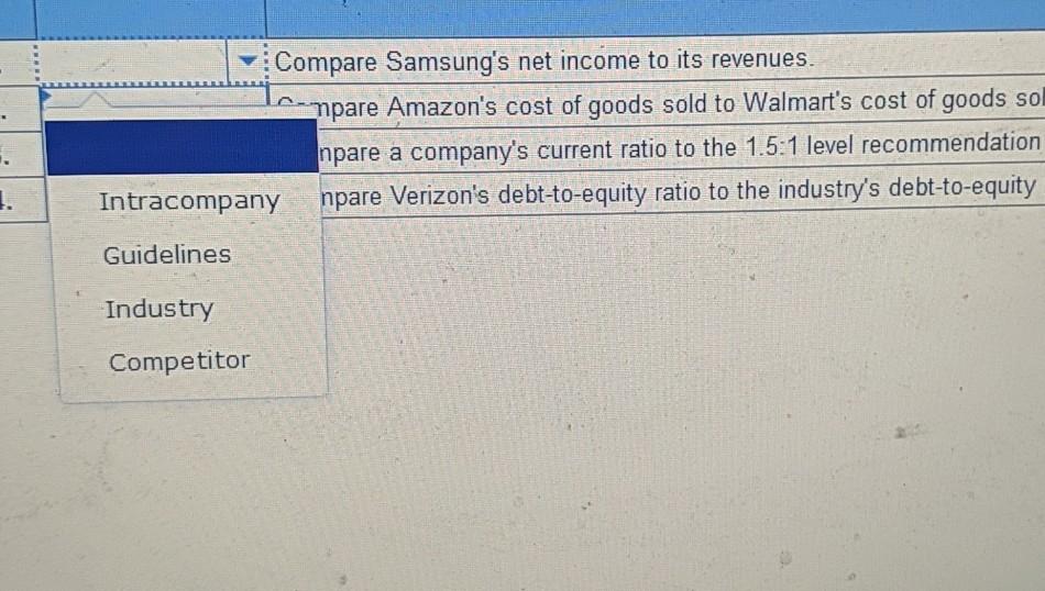 Solved Select which standard of comparison best describes