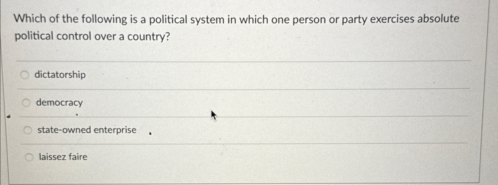 Solved Which Of The Following Is A Political System In Which | Chegg.com