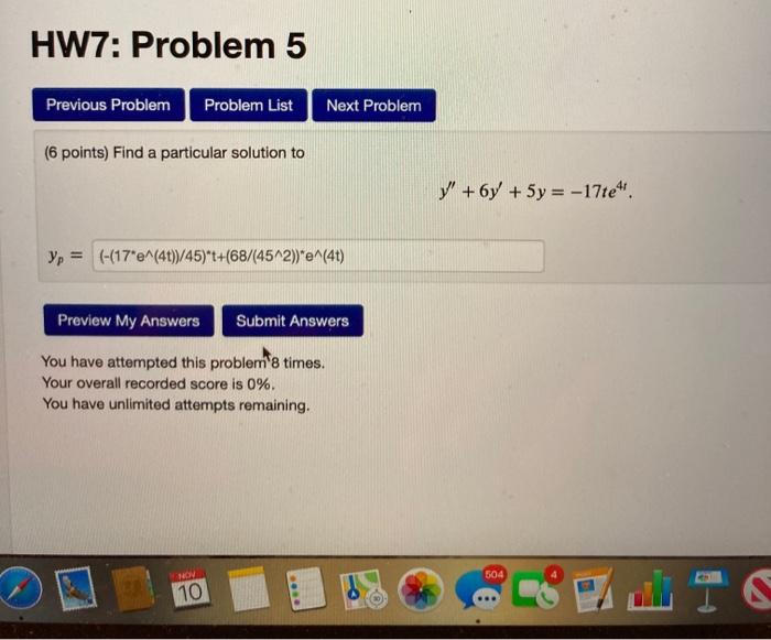 Solved HW7: Problem 5 Previous Problem Problem List Next | Chegg.com