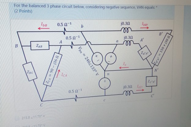 Solved For the balanced 3 phase circuit below, considering | Chegg.com