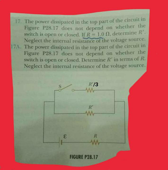 Solved 17. The Power Dissipated In The Top Part Of The | Chegg.com