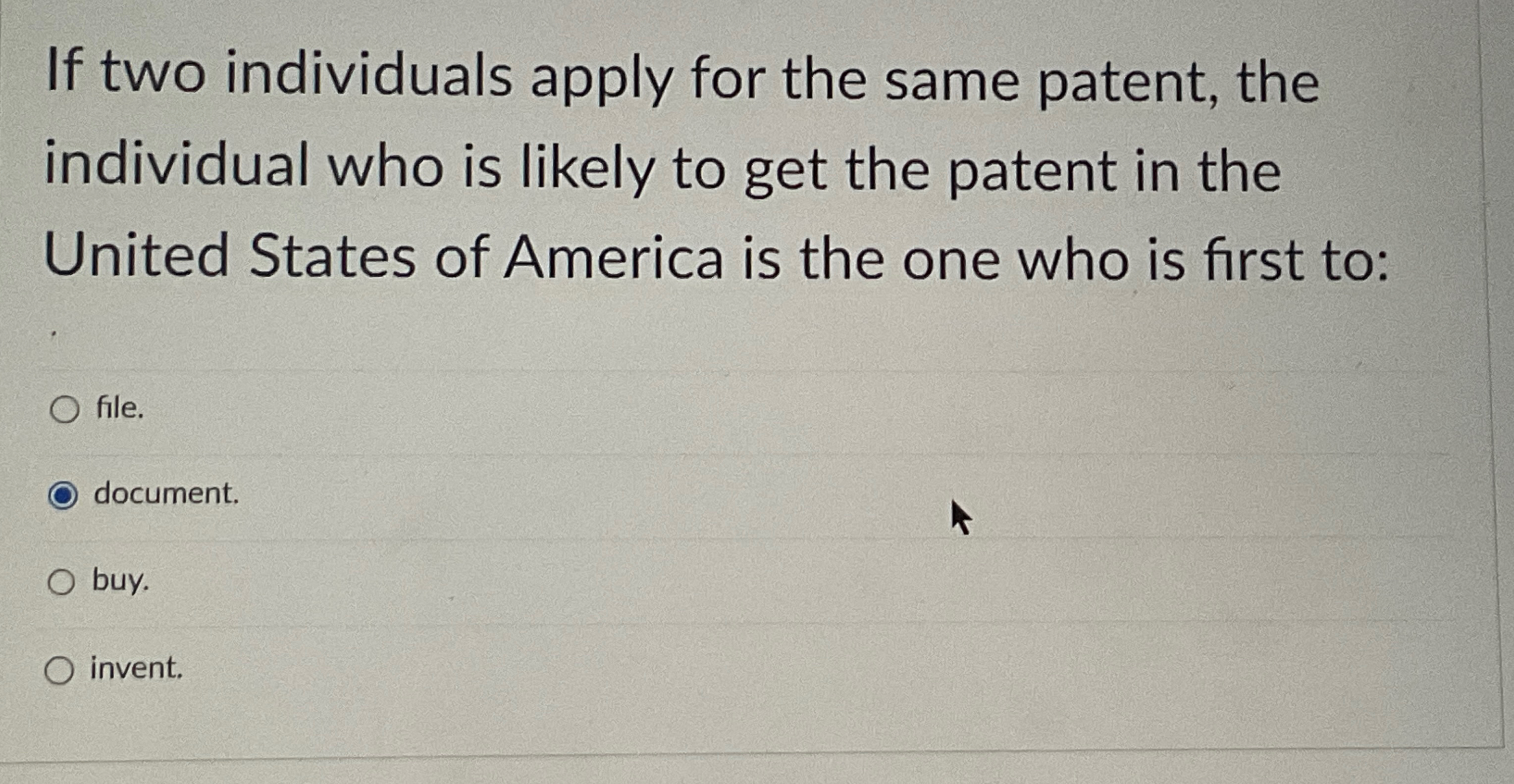 Solved If two individuals apply for the same patent, the | Chegg.com