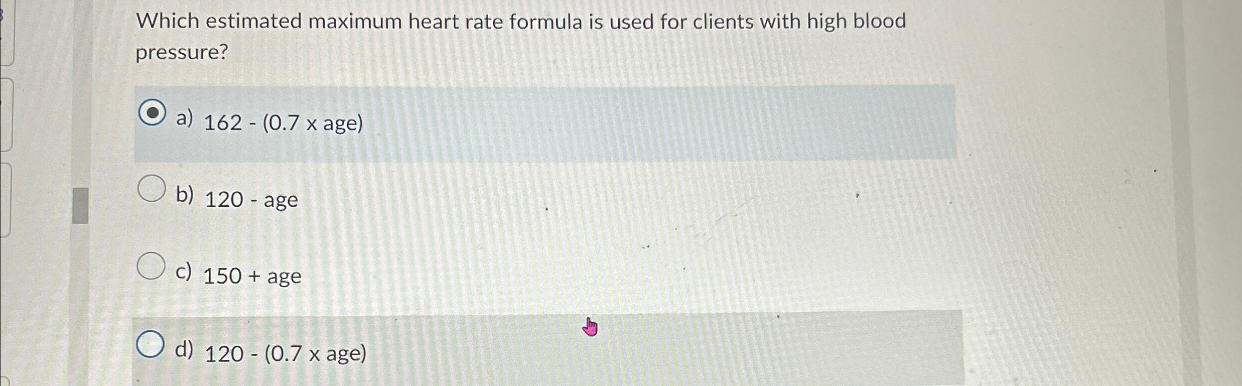 Solved Which estimated maximum heart rate formula is used   Chegg.com