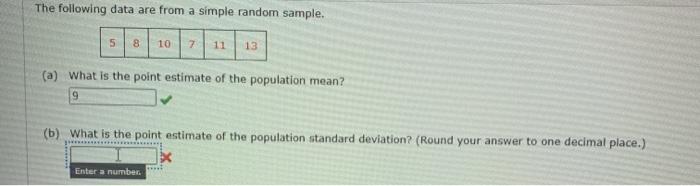 Solved The following data are from a simple random sample. 5 | Chegg.com