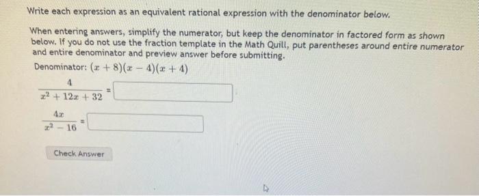 Solved Write each expression as an equivalent rational | Chegg.com