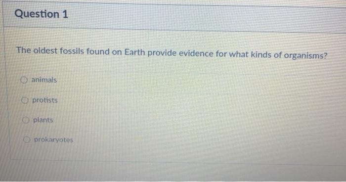 Solved Question 1 The Oldest Fossils Found On Earth Provide | Chegg.com