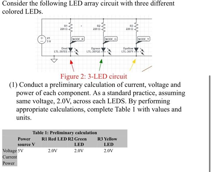 Solved Consider the following LED array circuit with three | Chegg.com