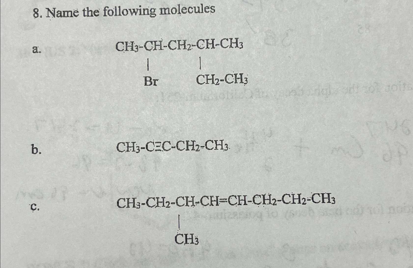Solved Name the following | Chegg.com