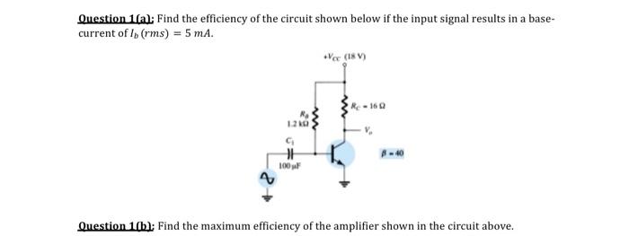 Solved Question 1(a): Find the efficiency of the circuit | Chegg.com