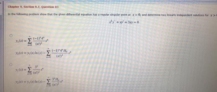 Solved Chapter 9, Section 9.7, Question 03 In the following | Chegg.com