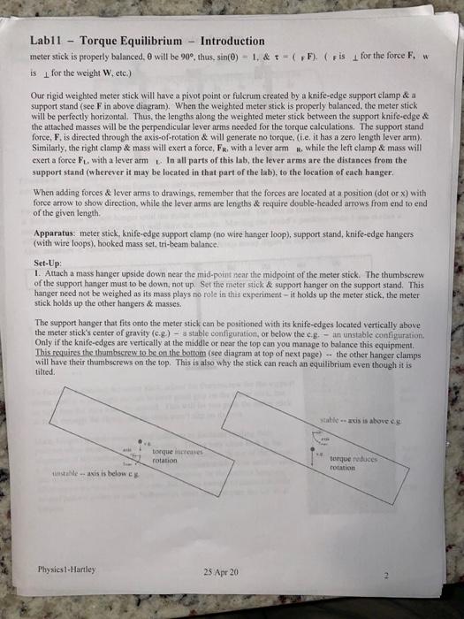 need help answer the first part of the physics lab. | Chegg.com