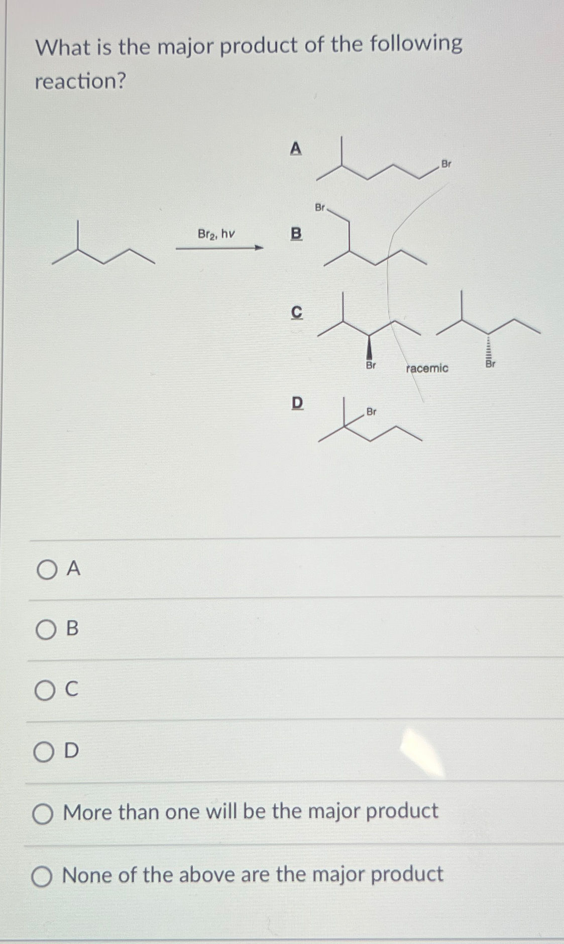 Solved What is the major product of the following | Chegg.com