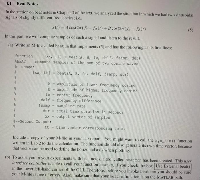 4.1 Beat Notes In the section on beat notes in | Chegg.com