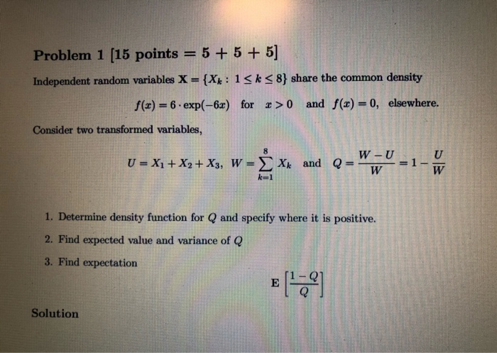 Solved Problem 1 (15 points = 5 + 5 + 5] Independent random | Chegg.com