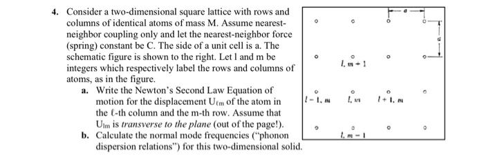 Solved o 4. Consider a two-dimensional square lattice with | Chegg.com