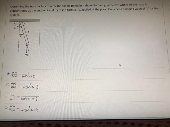 Solved Determine the transfer function for the simple | Chegg.com