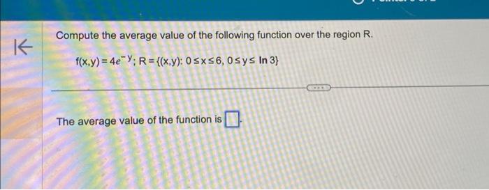 Solved Compute the average value of the following function | Chegg.com