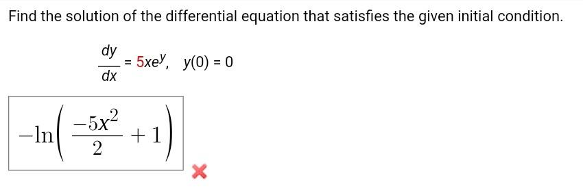 Solved Solve The Differential Equation Dxdy9x2y2 3x3c−1 2809