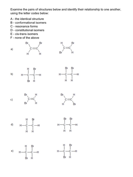 Solved Examine the pairs of structures below and identify | Chegg.com