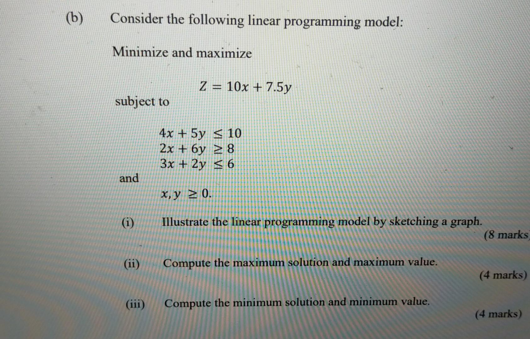 Solved ( (b) Consider The Following Linear Programming | Chegg.com