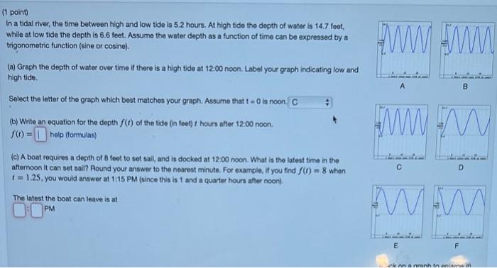 Solved (1 Point) In A Tidal River, The Time Between High And | Chegg.com