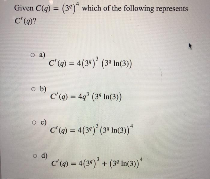 Solved Given C Q 39 Which Of The Following Represen Chegg Com