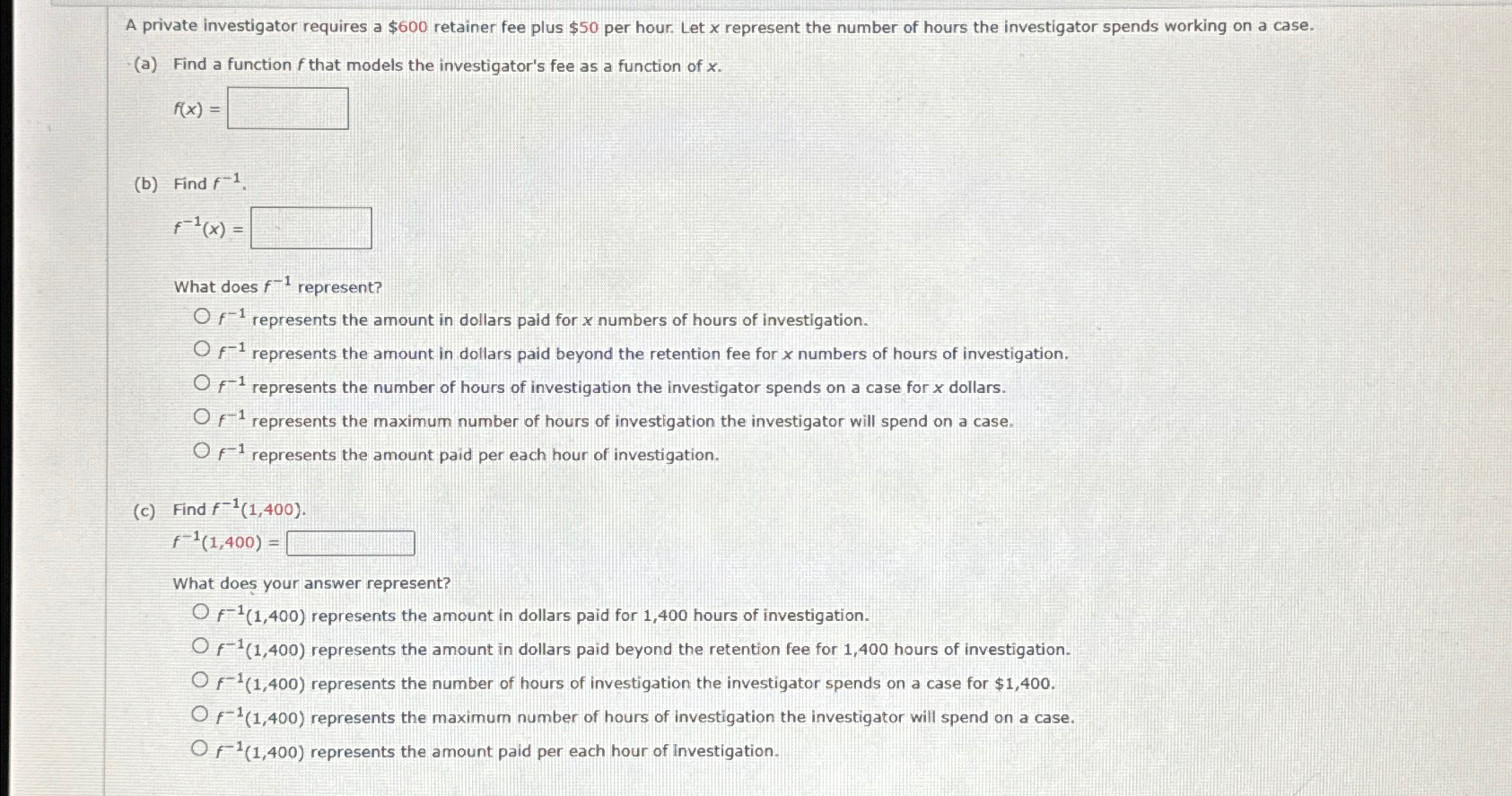 Solved A private investigator requires a $600 ﻿retainer fee | Chegg.com