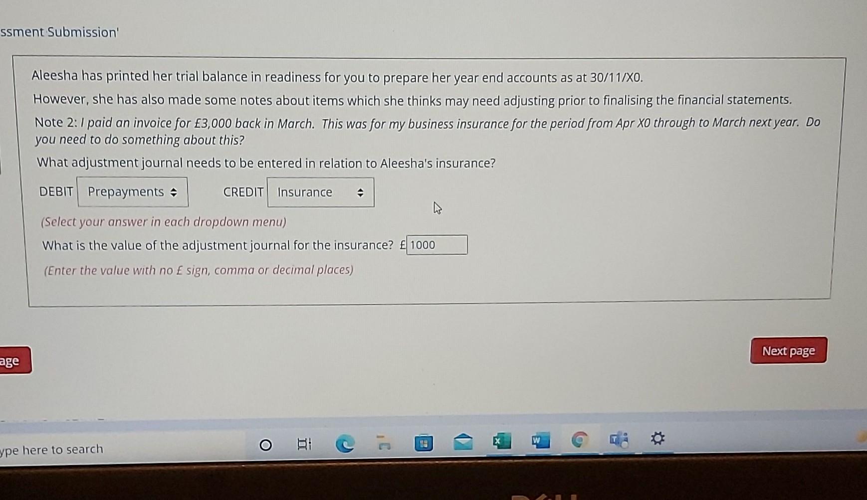Solved ssment Submission' Aleesha has printed her trial