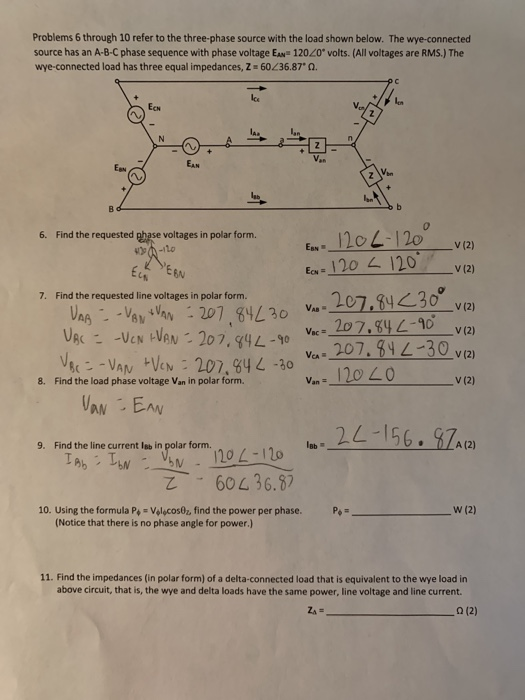 Solved Problems 6 Through 10 Refer To The Three-phase Source | Chegg.com