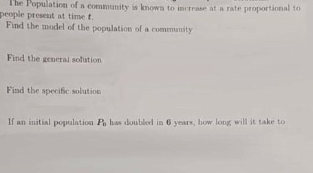 Solved The population of a community is known to increase at | Chegg.com