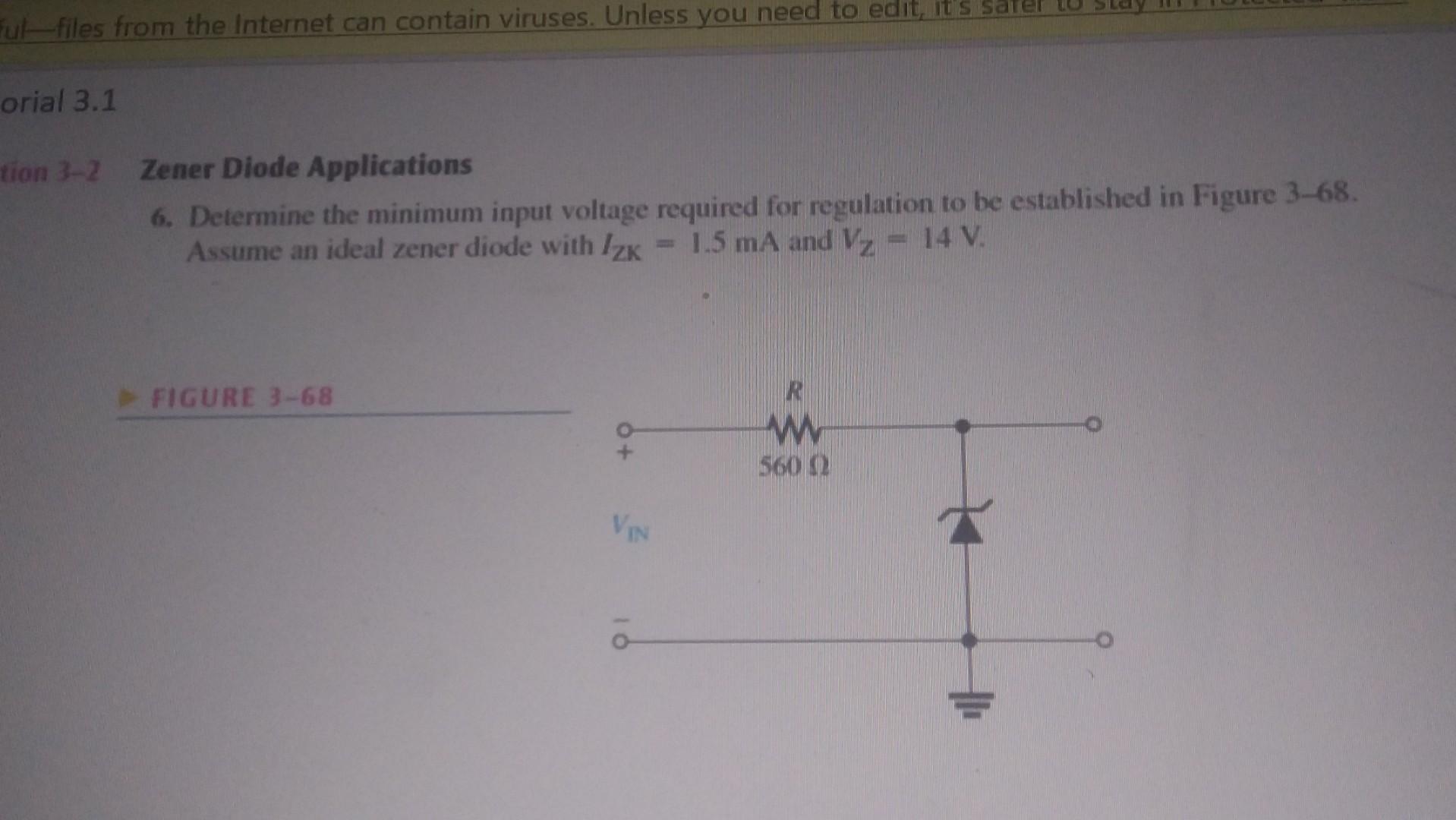 Solved Zener Diode Applications 6. Determine the minimum