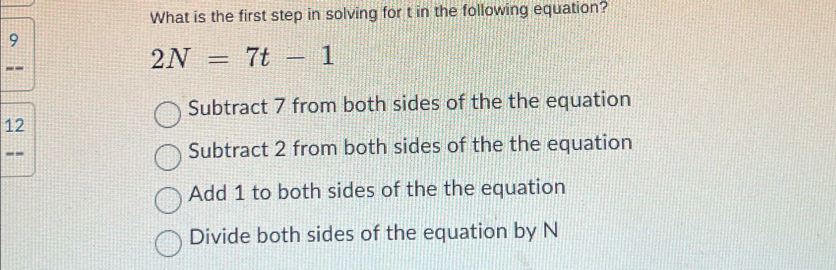 What is the first step in solving for t ﻿in the | Chegg.com