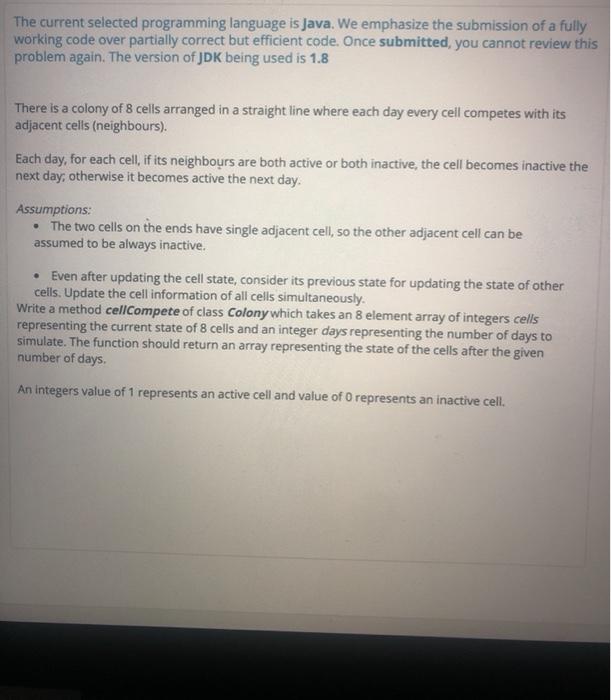 Solved The current selected programming language is Java. We | Chegg.com