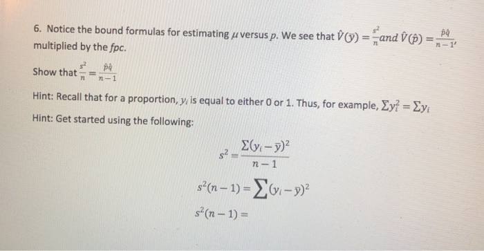 6 Notice The Bound Formulas For Estimating U Versus Chegg Com