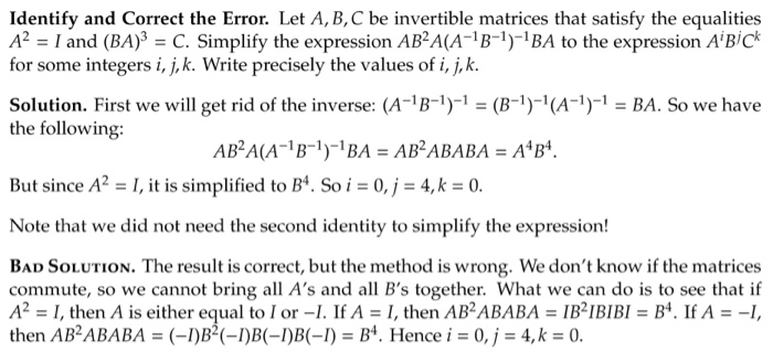 Solved Identify And Correct The Error. Let A,B,C Be | Chegg.com