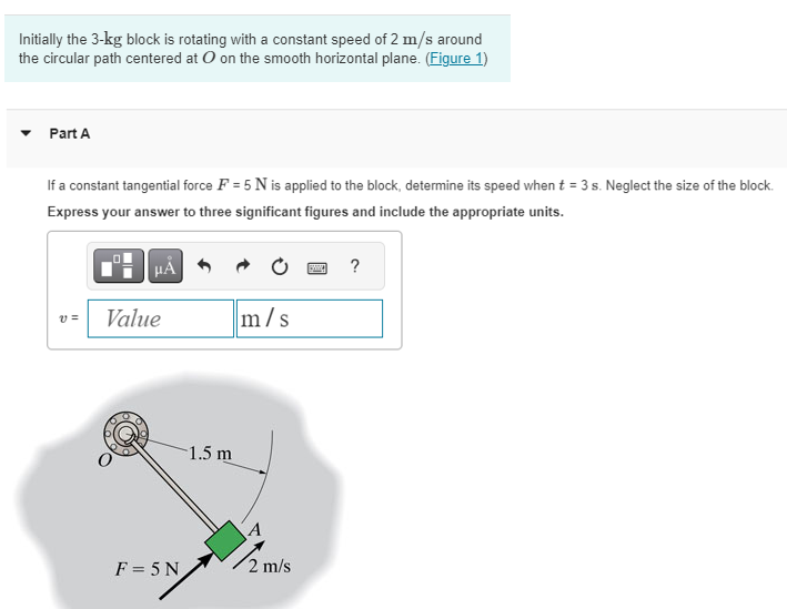 Solved Initially the 3-kg ﻿block is rotating with a constant | Chegg.com