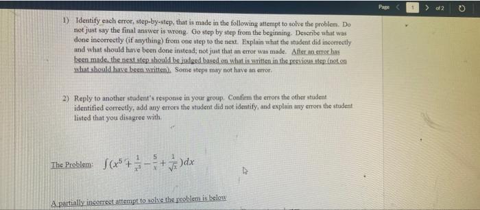 Solved Page 5 1 >f2 1) Identify each error, step-by-step, | Chegg.com