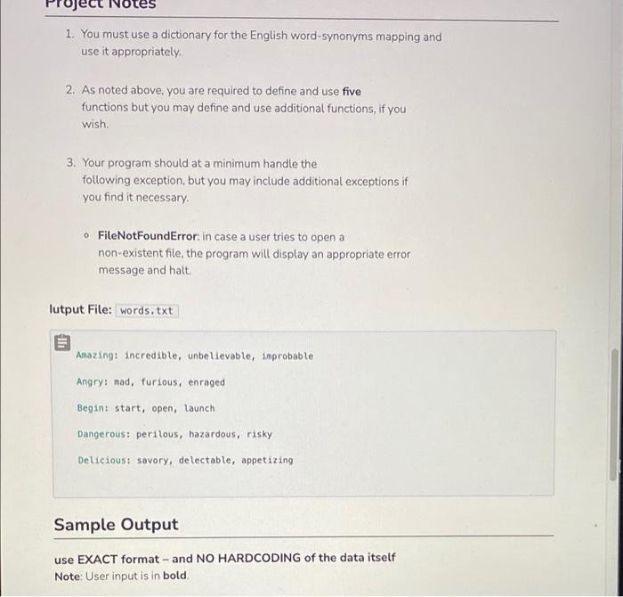 Solved Project Objectives Use a dictionary to store data kay | Chegg.com
