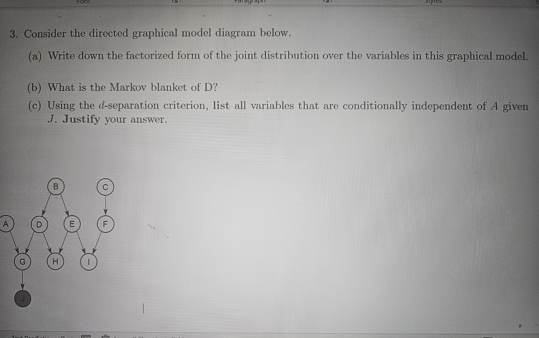 Solved Consider the directed graphical model diagram | Chegg.com