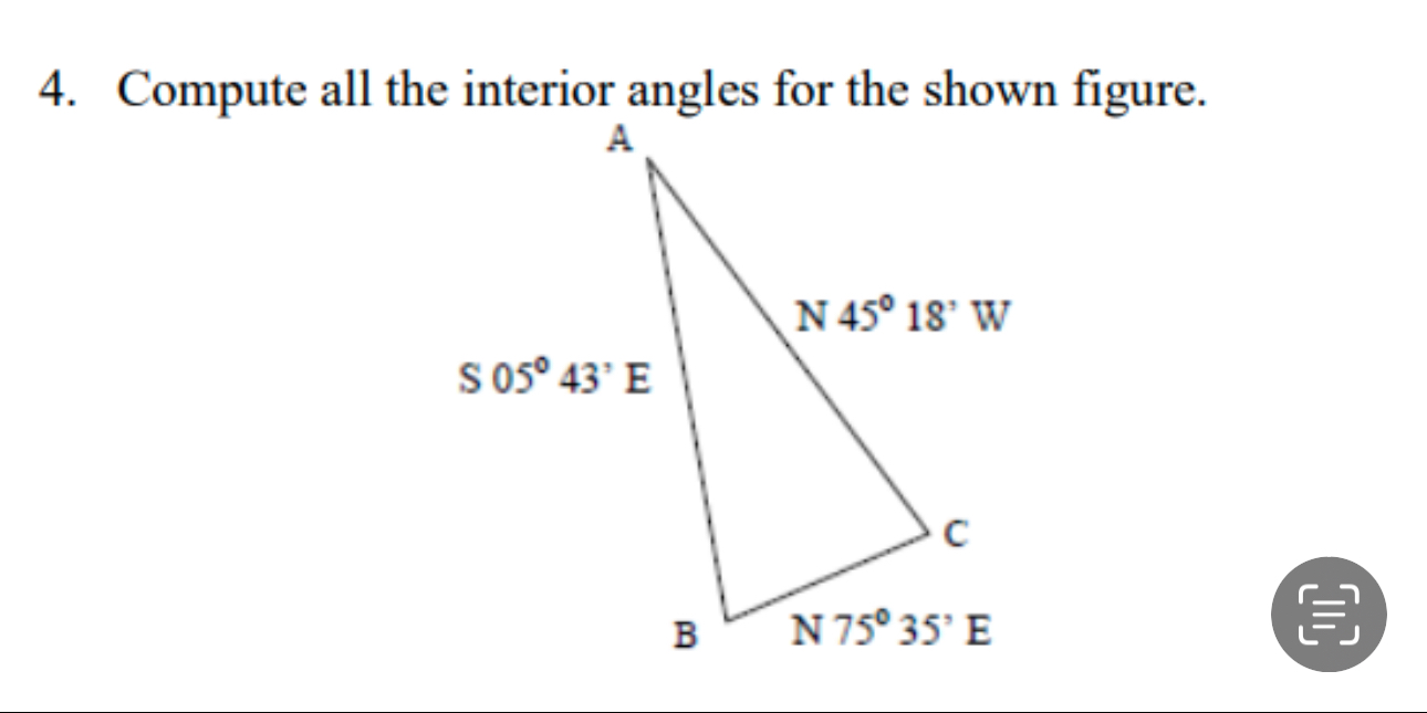 Solved Compute all the interior angles for the shown figure. | Chegg.com